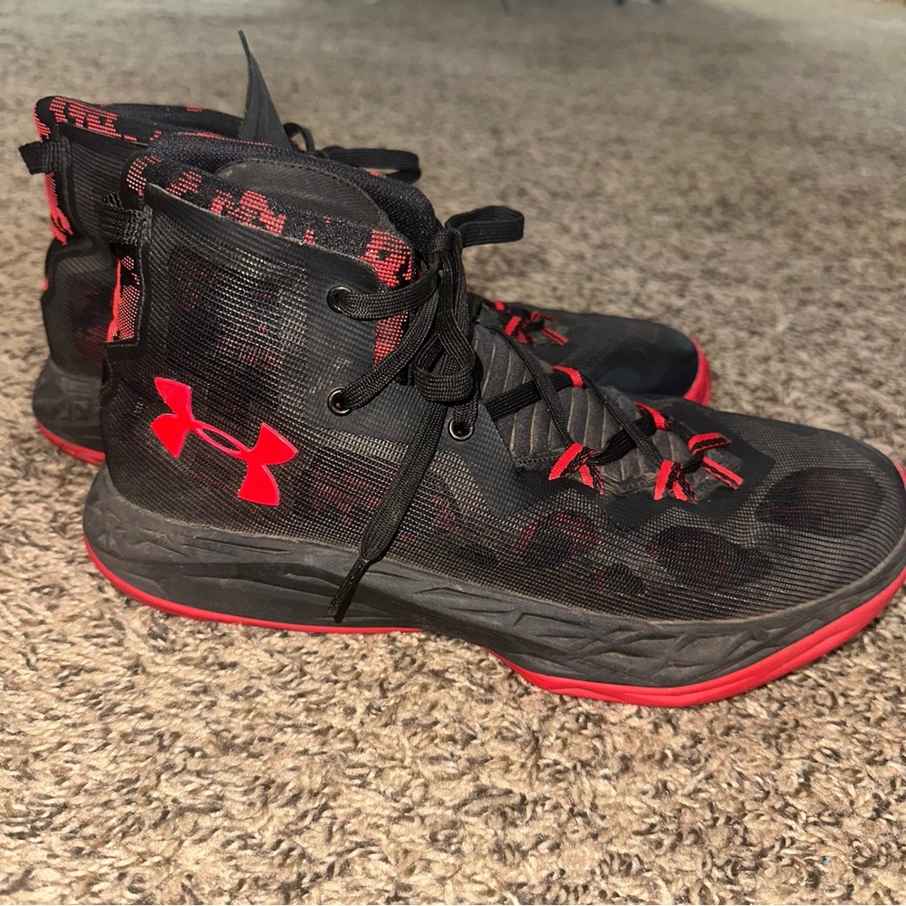 Under Armour Black and Red High-Top Sneakers